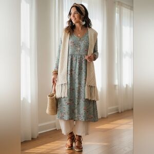 Floral Maxi Dress, Lagenlook, Boho Chic, Layering Piece.‎ XL